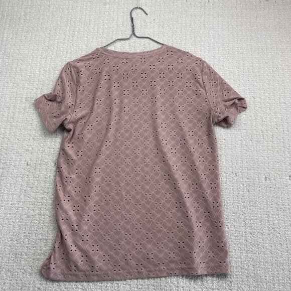 Jacqueline de Yong Womens T-Shirt Size Small Dusty Rose Eyelet Embroidery AOP - Picture 10 of 14